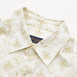 極美品 LOUIS VUITTON ルイヴィトン 長袖シャツ RM232M ZR6 HPS33W サイズS モノグラム柄 ホワイト ベージュ 中古 4a007202