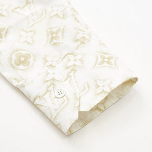 極美品 LOUIS VUITTON ルイヴィトン 長袖シャツ RM232M ZR6 HPS33W サイズS モノグラム柄 ホワイト ベージュ 中古 4a007202