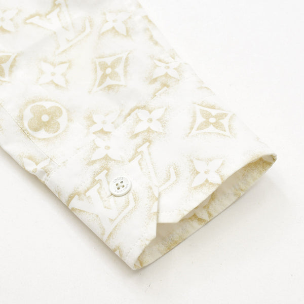 極美品 LOUIS VUITTON ルイヴィトン 長袖シャツ RM232M ZR6 HPS33W サイズS モノグラム柄 ホワイト ベージュ 中古 4a007202