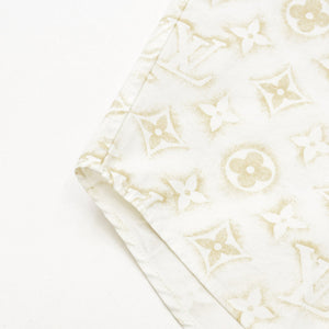 極美品 LOUIS VUITTON ルイヴィトン 長袖シャツ RM232M ZR6 HPS33W サイズS モノグラム柄 ホワイト ベージュ 中古 4a007202