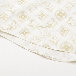 極美品 LOUIS VUITTON ルイヴィトン 長袖シャツ RM232M ZR6 HPS33W サイズS モノグラム柄 ホワイト ベージュ 中古 4a007202