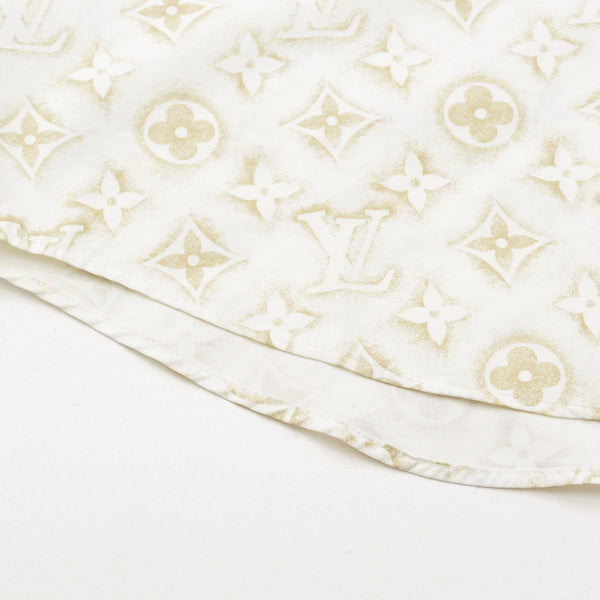 極美品 LOUIS VUITTON ルイヴィトン 長袖シャツ RM232M ZR6 HPS33W サイズS モノグラム柄 ホワイト ベージュ 中古 4a007202