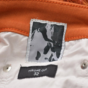 極美品 RICK OWENS リックオウエンス DRKSHDW ダークシャドウ TYRONE CUT デストロイ加工 スキニー カラーデニムパンツ オレンジ サイズ32 中古 4a007205