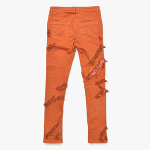 極美品 RICK OWENS リックオウエンス DRKSHDW ダークシャドウ TYRONE CUT デストロイ加工 スキニー カラーデニムパンツ オレンジ サイズ32 中古 4a007205