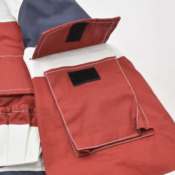 新品未使用品 TAKAHIROMIYASHITA TheSoloist タカヒロミヤシタザソロイスト Back Gusset Sleeve バックガセットスリーブ ジャケット レッド ホワイト ネイビー サイズ46 中古 4a007208
