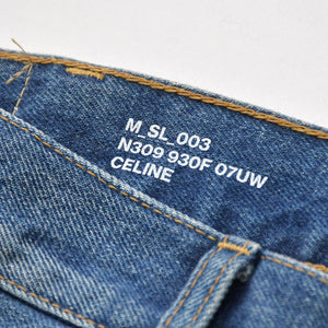 極美品 CELINE セリーヌ ニークラッシュ デストロイ加工 ストレートデニムパンツ M_SL_003 29サイズ ユニオンウォッシュ エディ期 ブロンズ金具 中古 4a007210
