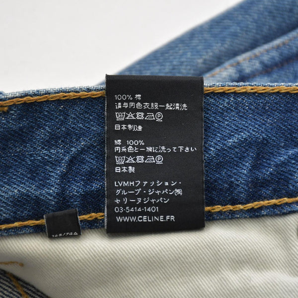 極美品 CELINE セリーヌ ニークラッシュ デストロイ加工 ストレートデニムパンツ M_SL_003 29サイズ ユニオンウォッシュ エディ期 ブロンズ金具 中古 4a007210