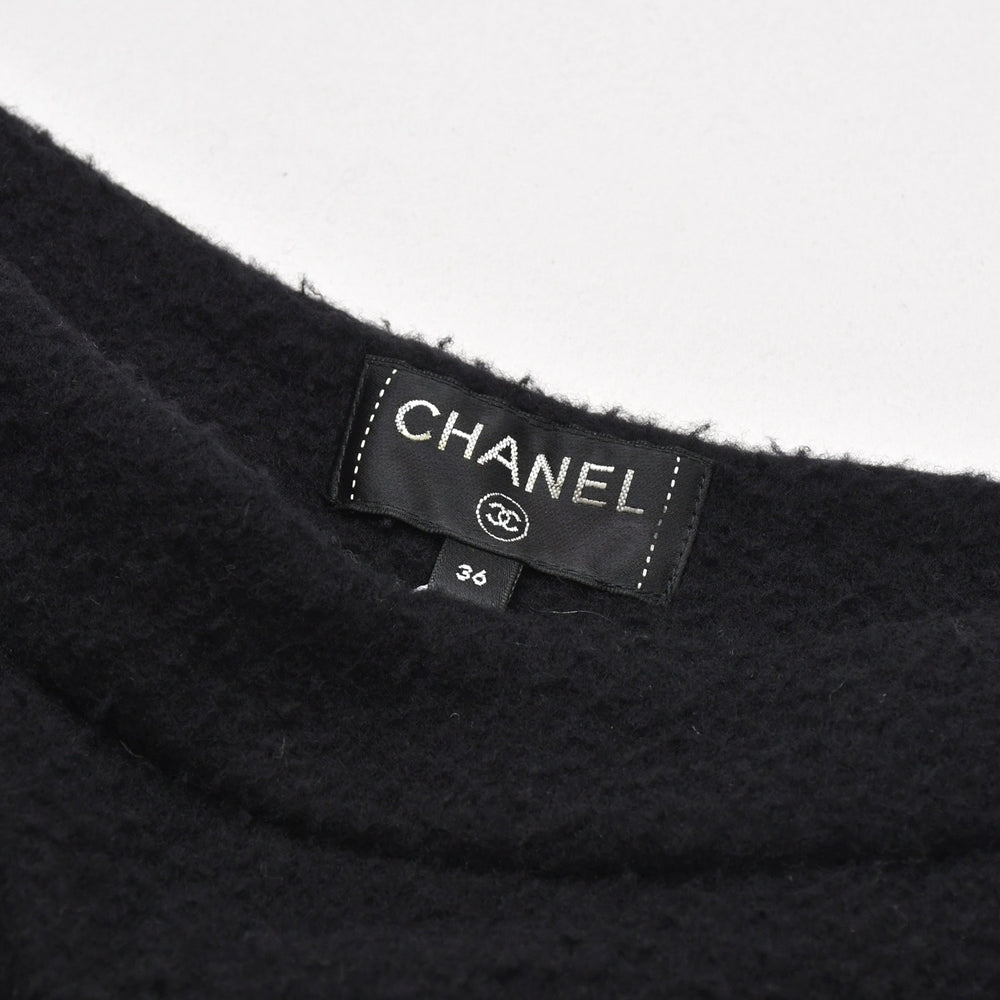 新品同様 CHANEL シャネル カセンティーノ ピリング加工 ストレートパンツ P64439V47050 ブラック シャンパンゴールド金具 中古 4a007235