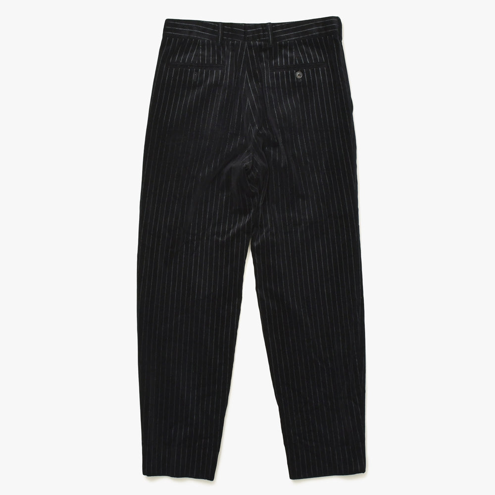極美品 SAINT LAURENT サンローラン ストライプ ベロア ロングパンツ 666274 Y1D75 サイズ44 ブラック 中古 4a007246