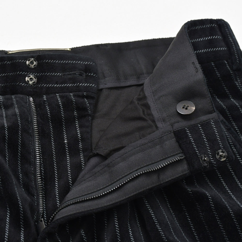 極美品 SAINT LAURENT サンローラン ストライプ ベロア ロングパンツ 666274 Y1D75 サイズ44 ブラック 中古 4a007246