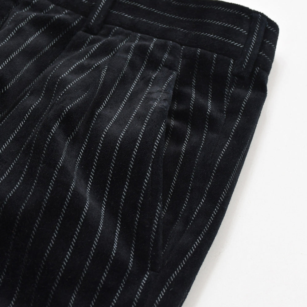 Very Good Condition SAINT LAURENT Striped Velor Long Pants 666274 Y1D75 Size 44 Black Used 4a007246