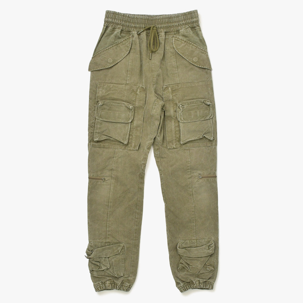 極美品 READY MADE レディメイド FIELD PANTS カーゴパンツ ミリタリー 0サイズ オリーブ シルバー金具 日本製 中古 4a007253