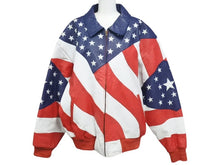 画像をギャラリービューアに読み込む, MICHAEL HOBAN マイケルホーバン American flag leather jacket アメリカ国旗 レザー ジャケット XL 美品 中古 4c072907