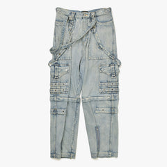 Balenciaga Raver Baggy Pants 681693 TJW60 Labor Baggy Pants, Unisex, Blue, Size 31, Excellent Condition, Used, 4a008541