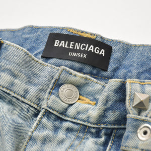 Balenciaga Raver Baggy Pants 681693 TJW60 Labor Baggy Pants, Unisex, Blue, Size 31, Excellent Condition, Used, 4a008541