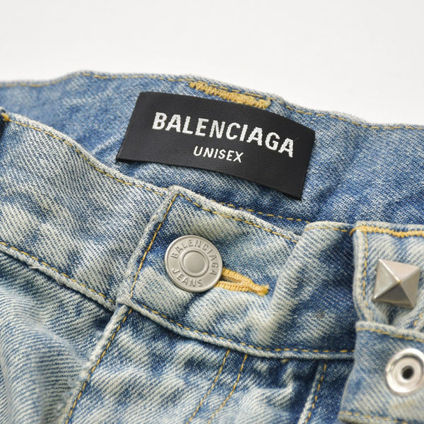 Balenciaga Raver Baggy Pants 681693 TJW60 Labor Baggy Pants, Unisex, Blue, Size 31, Excellent Condition, Used, 4a008541