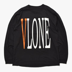 VLONE ヴィローン 長袖ロングTシャツ Logo ロゴ カットソー コットン ブラック ホワイト オレンジ 美品 中古 4a007305