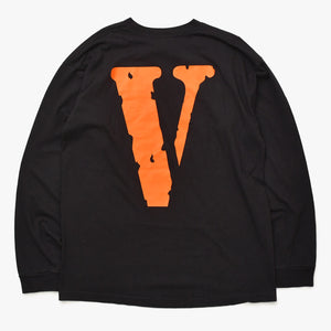 VLONE ヴィローン 長袖ロングTシャツ Logo ロゴ カットソー コットン ブラック ホワイト オレンジ 美品 中古 4a007305
