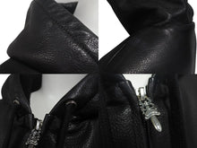 画像をギャラリービューアに読み込む, 極美品 CHROME HEARTS クロムハーツ レザーフーデッドコート サイズL BSフレアパッチ セメタリークロスパッチ ダガージップ 中古 4c073766