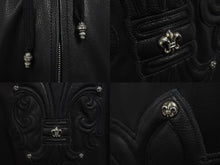画像をギャラリービューアに読み込む, 極美品 CHROME HEARTS クロムハーツ レザーフーデッドコート サイズL BSフレアパッチ セメタリークロスパッチ ダガージップ 中古 4c073766