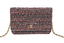 Load image into Gallery viewer, 極美品 CHANEL シャネル チェーンウォレット ショルダーバッグ ココマーク 26番台 ツイード レッド系 中古 4c073971