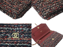 Load image into Gallery viewer, 極美品 CHANEL シャネル チェーンウォレット ショルダーバッグ ココマーク 26番台 ツイード レッド系 中古 4c073971