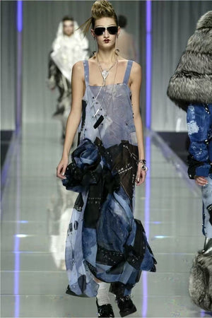 極美品 Christian Dior クリスチャンディオール スノーブーツ ガリアーノ期 トロンプルイユ デニム 00FW サイズ35-37 アーカイブ 中古 4b000921