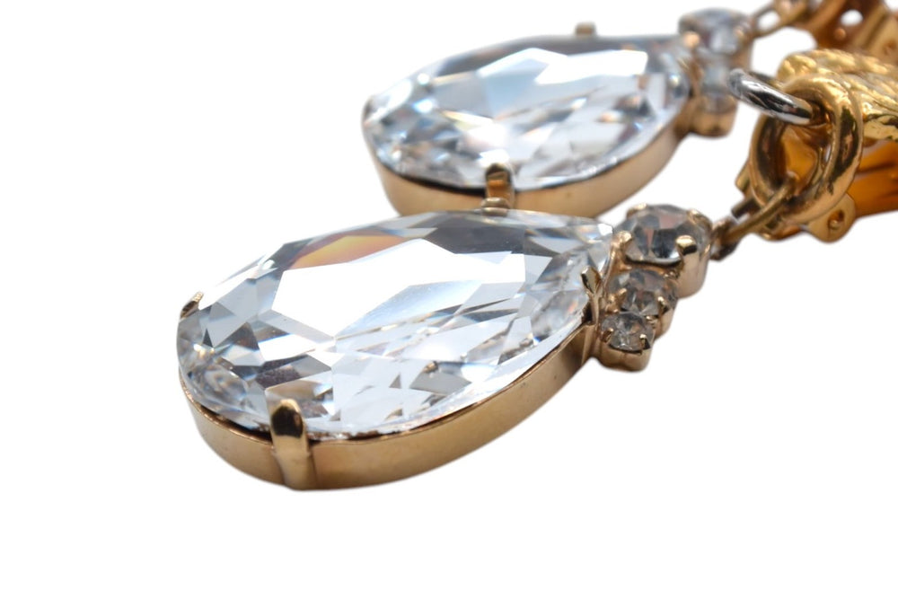 Gianni Versace ジャンニ ヴェルサーチ メデューサ クリスタル イヤリング ゴールド 33.8g ラインストーン メッキ アクセサリー ジュエリー 中古 4c074264