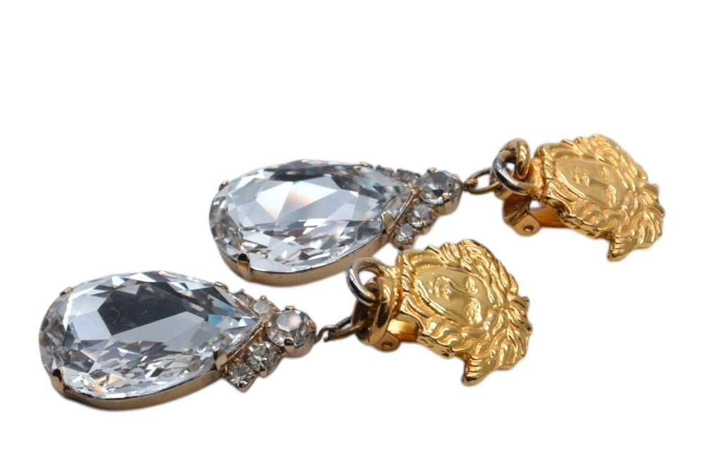 Gianni Versace ジャンニ ヴェルサーチ メデューサ クリスタル イヤリング ゴールド 33.8g ラインストーン メッキ アクセサリー ジュエリー 中古 4c074264