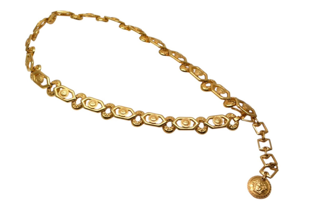 Gianni Versace ジャンニ ヴェルサーチ メデューサ ゴールド チェーン ベルト メッキ ロゴ アクセサリー ジュエリー 小物 美品 中古 4c074278