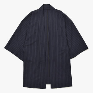 Excellent condition Y.&SONS (Y&amp;Sons) Haori Shirt, Kimono Style, Navy Chalk Stripe, Wool, Made in Japan, Men's, Yamato, Used, 4a007448
