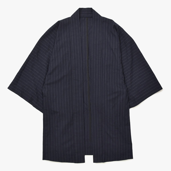 Excellent condition Y.&SONS (Y&amp;Sons) Haori Shirt, Kimono Style, Navy Chalk Stripe, Wool, Made in Japan, Men's, Yamato, Used, 4a007448