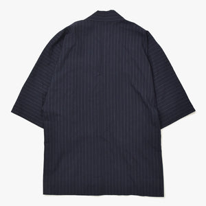 Excellent condition Y.&SONS (Y&amp;Sons) Haori Shirt, Kimono Style, Navy Chalk Stripe, Wool, Made in Japan, Men's, Yamato, Used, 4a007448