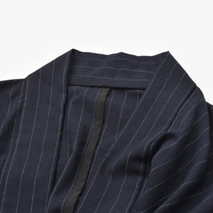 Excellent condition Y.&SONS (Y&amp;Sons) Haori Shirt, Kimono Style, Navy Chalk Stripe, Wool, Made in Japan, Men's, Yamato, Used, 4a007448
