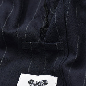 Excellent condition Y.&SONS (Y&amp;Sons) Haori Shirt, Kimono Style, Navy Chalk Stripe, Wool, Made in Japan, Men's, Yamato, Used, 4a007448