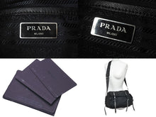 Load image into Gallery viewer, PRADA プラダ ナイロン スタッズ ショルダーバッグ ブラック トライアングルロゴ シルバー金具 黒 レザー 中古 4c074492