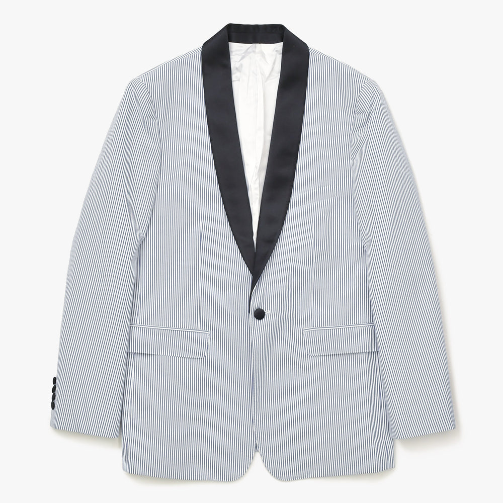 極美品 CELINE セリーヌ 21AW テーラードジャケット 2V215087I サイズ52 シアサッカー ストライプ エディ期 コットン 中古 4a007453