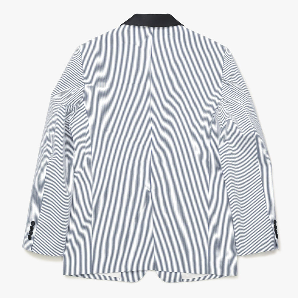 極美品 CELINE セリーヌ 21AW テーラードジャケット 2V215087I サイズ52 シアサッカー ストライプ エディ期 コットン 中古 4a007453