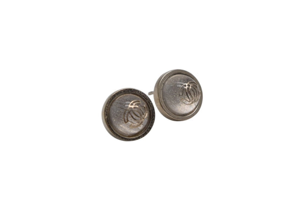 Very Good Condition CHANEL Coco Mark Earrings Accessories Gold Button 07C Engraved 1.5g GP Clear Gold Hardware Used 4c075471