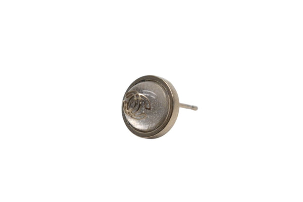 Very Good Condition CHANEL Coco Mark Earrings Accessories Gold Button 07C Engraved 1.5g GP Clear Gold Hardware Used 4c075471