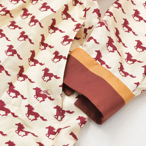 極美品 GUCCI グッチ ロングシャツ ワンピース ベージュ レッド サイズ38 ホースプリントワンピース 770153 中古 4a007477