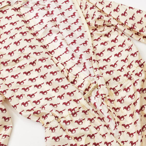 極美品 GUCCI グッチ ロングシャツ ワンピース ベージュ レッド サイズ38 ホースプリントワンピース 770153 中古 4a007477