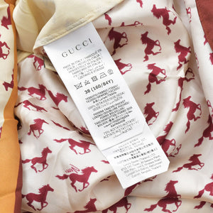 極美品 GUCCI グッチ ロングシャツ ワンピース ベージュ レッド サイズ38 ホースプリントワンピース 770153 中古 4a007477