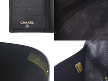 Load image into Gallery viewer, CHANEL シャネル ココマーク カードケース 名刺入れ 二つ折り 12番台 レザー ブラック ゴールド金具 美品 中古 4c074494