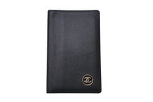 Load image into Gallery viewer, CHANEL シャネル ココマーク カードケース 名刺入れ 二つ折り 12番台 レザー ブラック ゴールド金具 美品 中古 4c074494