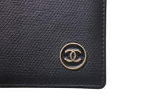 Load image into Gallery viewer, CHANEL シャネル ココマーク カードケース 名刺入れ 二つ折り 12番台 レザー ブラック ゴールド金具 美品 中古 4c074494