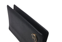 Load image into Gallery viewer, CHANEL シャネル ココマーク カードケース 名刺入れ 二つ折り 12番台 レザー ブラック ゴールド金具 美品 中古 4c074494