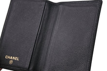 Load image into Gallery viewer, CHANEL シャネル ココマーク カードケース 名刺入れ 二つ折り 12番台 レザー ブラック ゴールド金具 美品 中古 4c074494