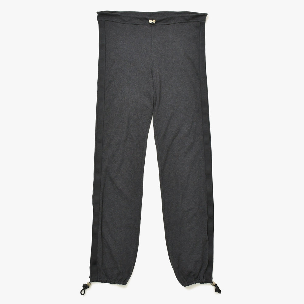 極美品 CHANEL シャネル パンツ スウェットパンツ スポーツライン サイドライン コットン サイズ38 P19777V11587 グレー ブラック シルバー金具 中古 4a007545