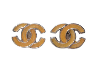 CHANEL Chanel Earrings Coco Mark Accessories 00T Engraved Metal Silver Orange 0.8g Good Condition Used 4c075477